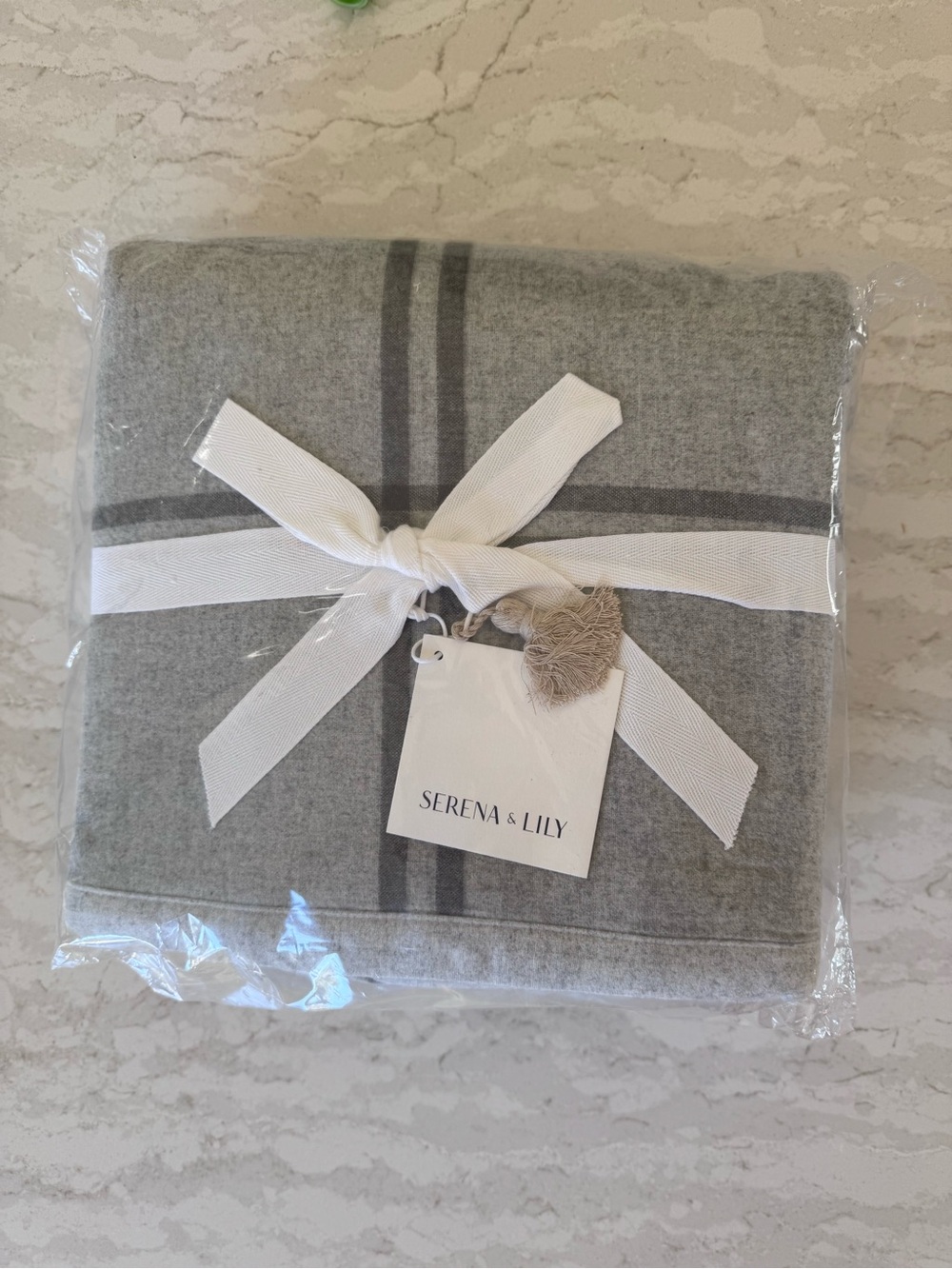 Serena & Lily Fog/Smoke Alpine Flannel Duvet Cover - grey stripe